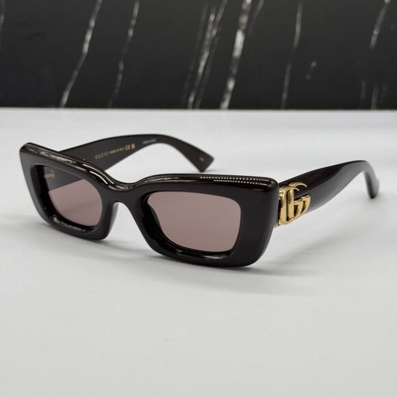 NEW GG1827S 004 GUCCI SHINY BROWN/VIOLET WOMEN GUCCI SUNGLASSES - Picture 1 of 13